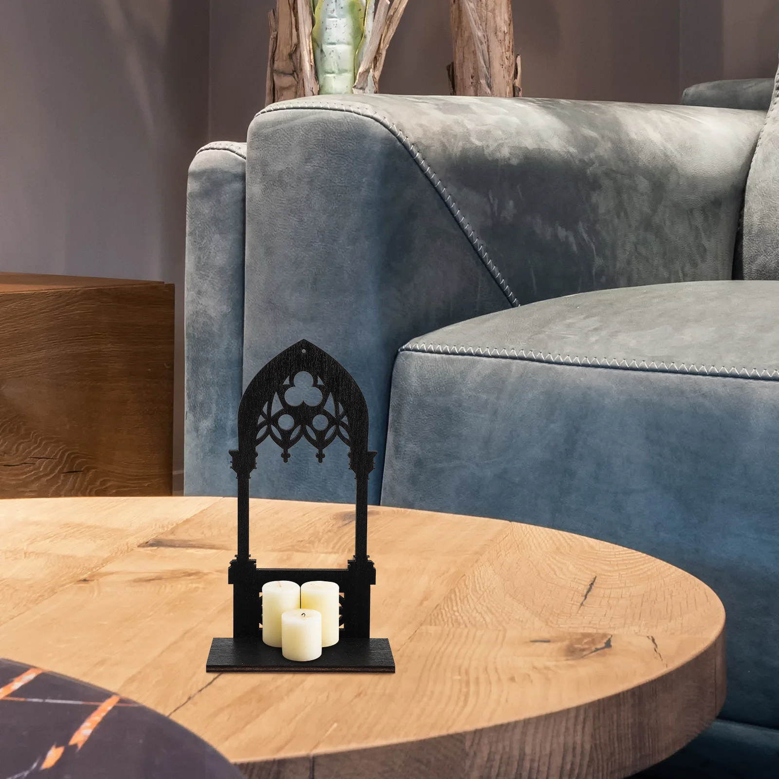 حامل القوطية الرجعية الأسود الوقوف لعمود الشموع ديكور المنزل منضدية محور خمر الشمعدان