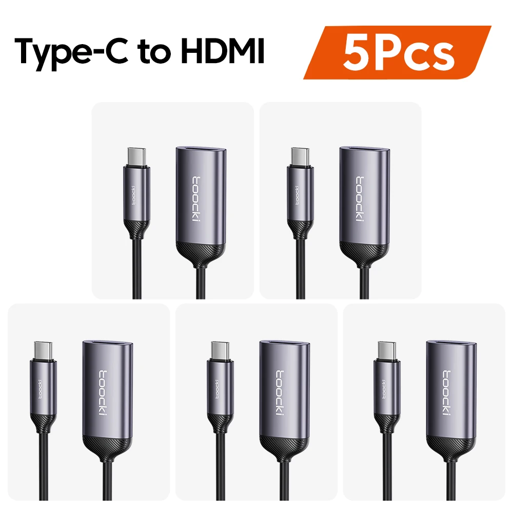 Toocki USB C naar HDMI-kabel 4K 60Hz Type C HDMI-compatibele kabel voor iPhone 15 Samsung S23 MacBook Pro Air iPad HDMI-adapter