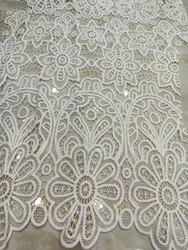 White African Nigerian Water Soluble Cord Lace Fabric 2023 High Quality French Mesh Lace Fabric For Wedding Dress Sew PJFT2304