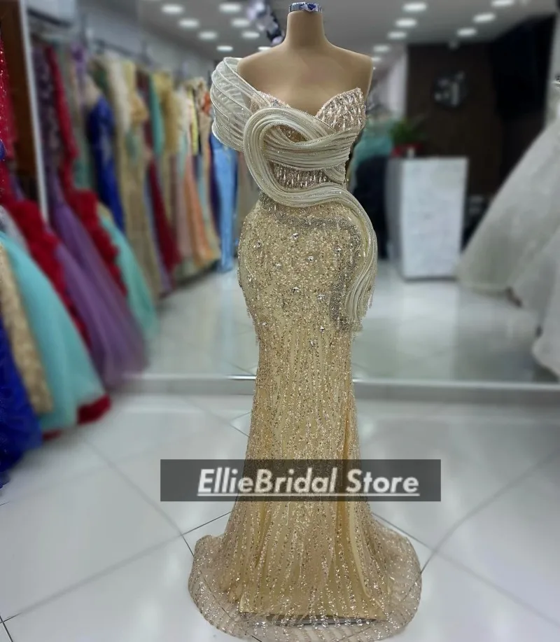 Потрясающие вечерние платья с блестками, роскошный наряд для вечеринки, на одно плечо, платья для выпускного вечера с кристаллами и русалкой, 2025 секунды, платье по индивидуальному заказу