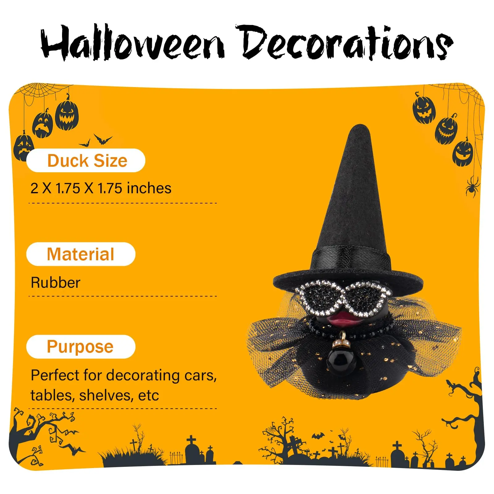 Halloween Car Duck Car Rubber Dashboard Decorations Ornament Yellow Rubber Duck Cowboy