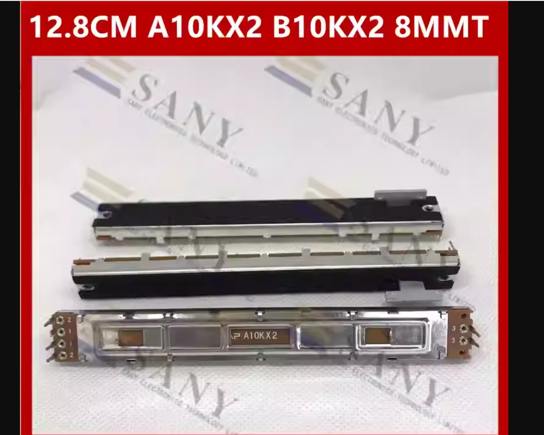 

Потенциометр ползунковый прямой двойной 12,8 см (128 мм) A10K A10KX2 B10K B10KX2, фейдер громкости с ручкой 8 мм, для микшера — 10 шт.