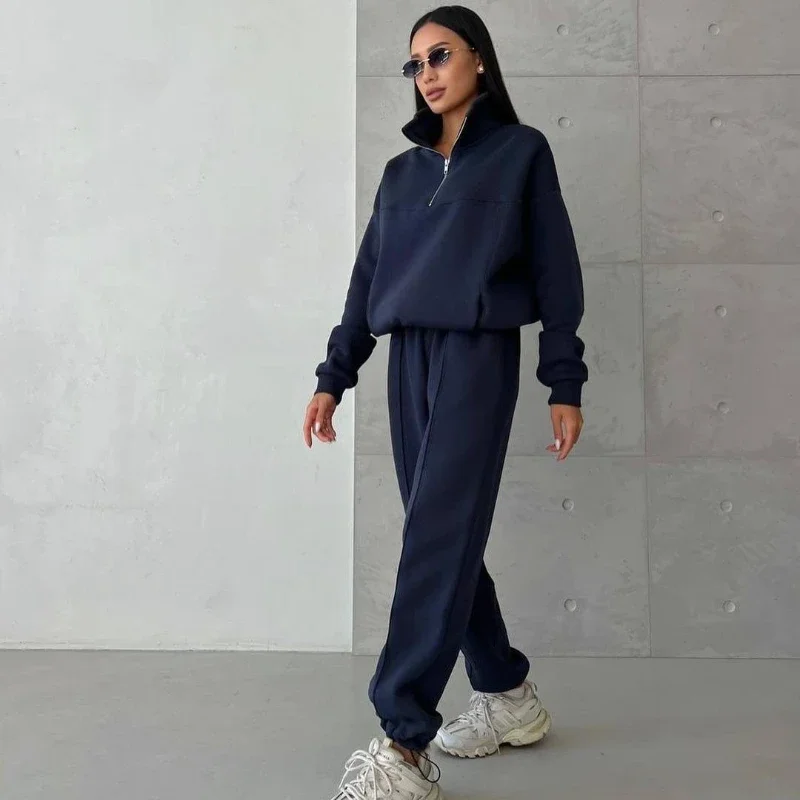 النمط الأوروبي والأمريكي مريح وجميل مزاجه جديد غير رسمي موضة الربط مجموعة السراويل الطويلة سميكة #6