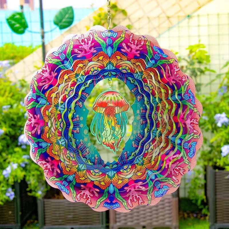 

Новая 3D-ветряная мельница 2026 года, вращающаяся на ветру, металлическая, для сада и двора, красочная, декоративная, из кованого железа