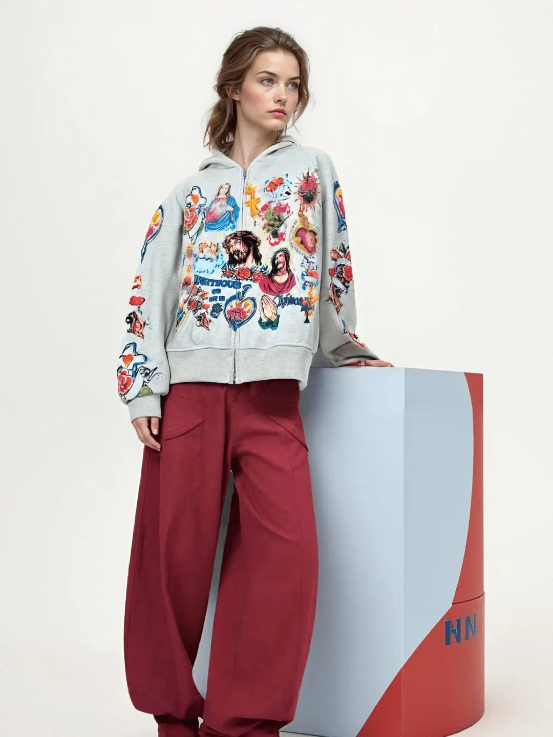 Jesus Hoodie Sweatshirt Y2K Buchstaben gedruckt Retro Gothic Rock Hoodie Harajuku lose vielseitige Sweatshirt