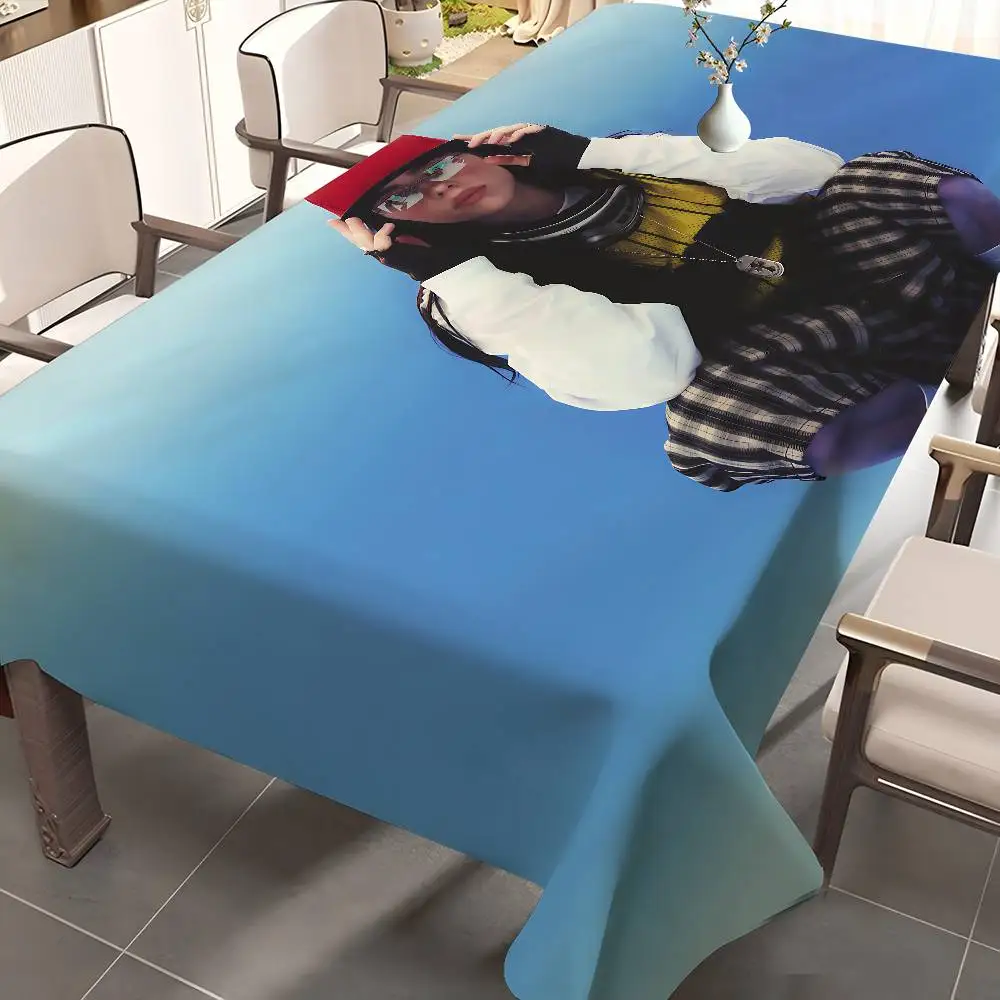 B-Billie E-Eilish Tablecloth Tea Coffee Table Cloth Waterproof Cloth Wall Stove Rack Rectangular Wedding Banquet Home Decor