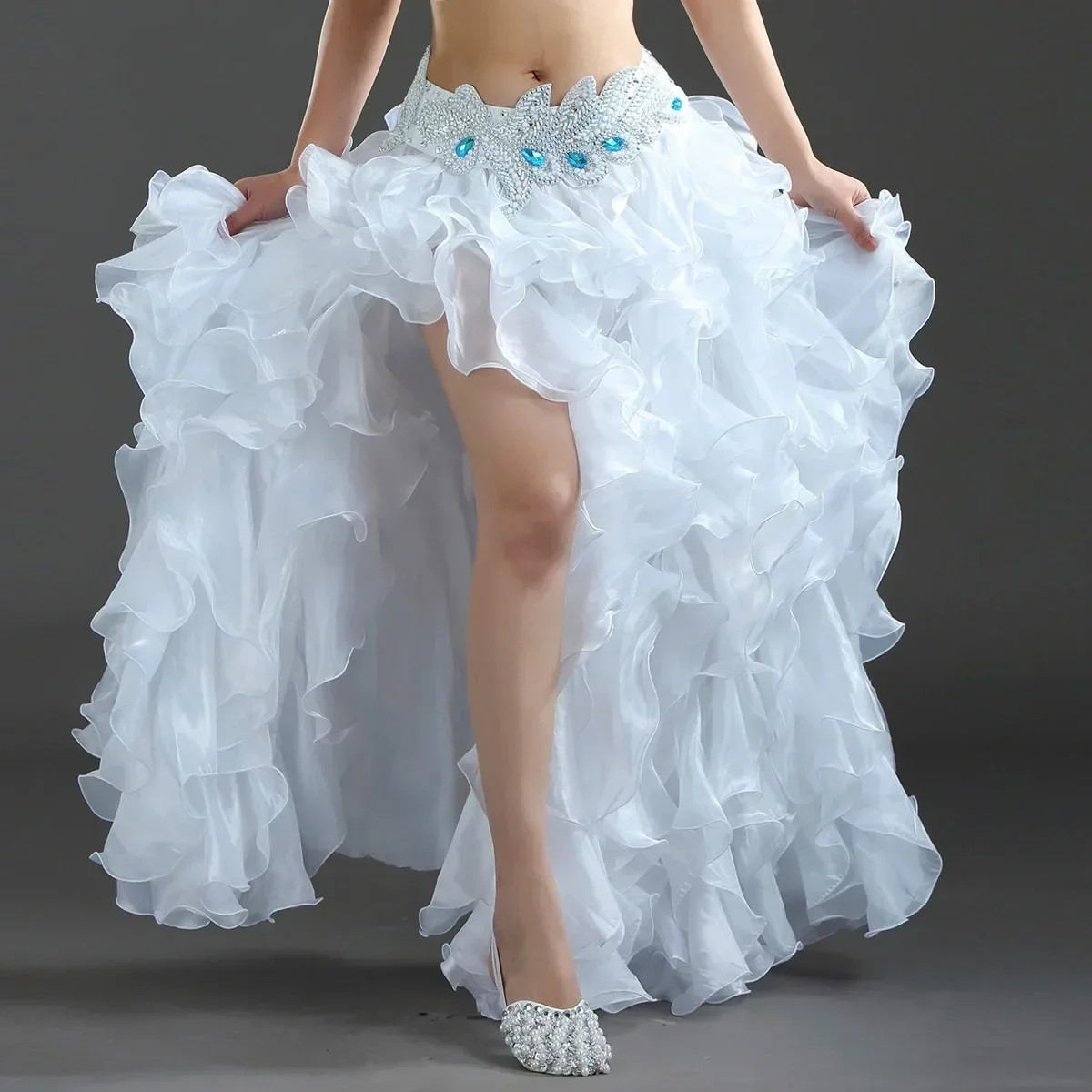 Costumes de danse du ventre en fil senior pour femmes, jupe de scène sexy pour dames, jupes de danse du ventre