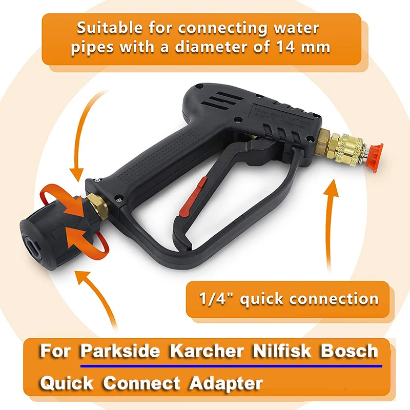 High Pressure Washer Gun Car Wash WaterGun for Car Cleaning Hose Connector For Parkside Karcher Nilfisk Quick connector nozzles