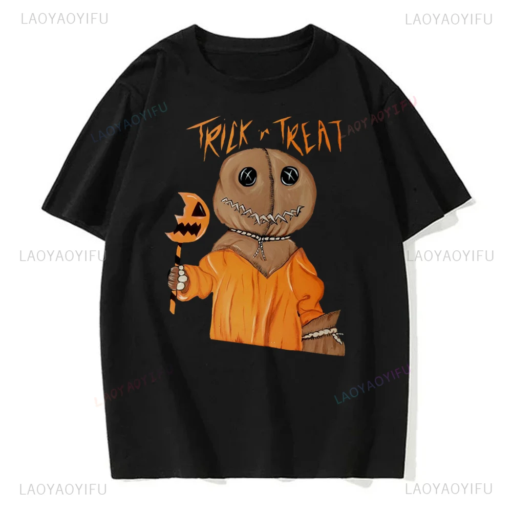 Happy Halloween Trick or Treat Funny Printed Tees Fashion Casual Streetwear Hip-hop Hipster Loose O-neck Hot Sale Tops Tshirt