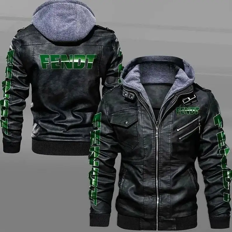 

European size PU leather jacket FENDT logo tractor enthusiasts plus velvet warm leather jacket men's leather jacket