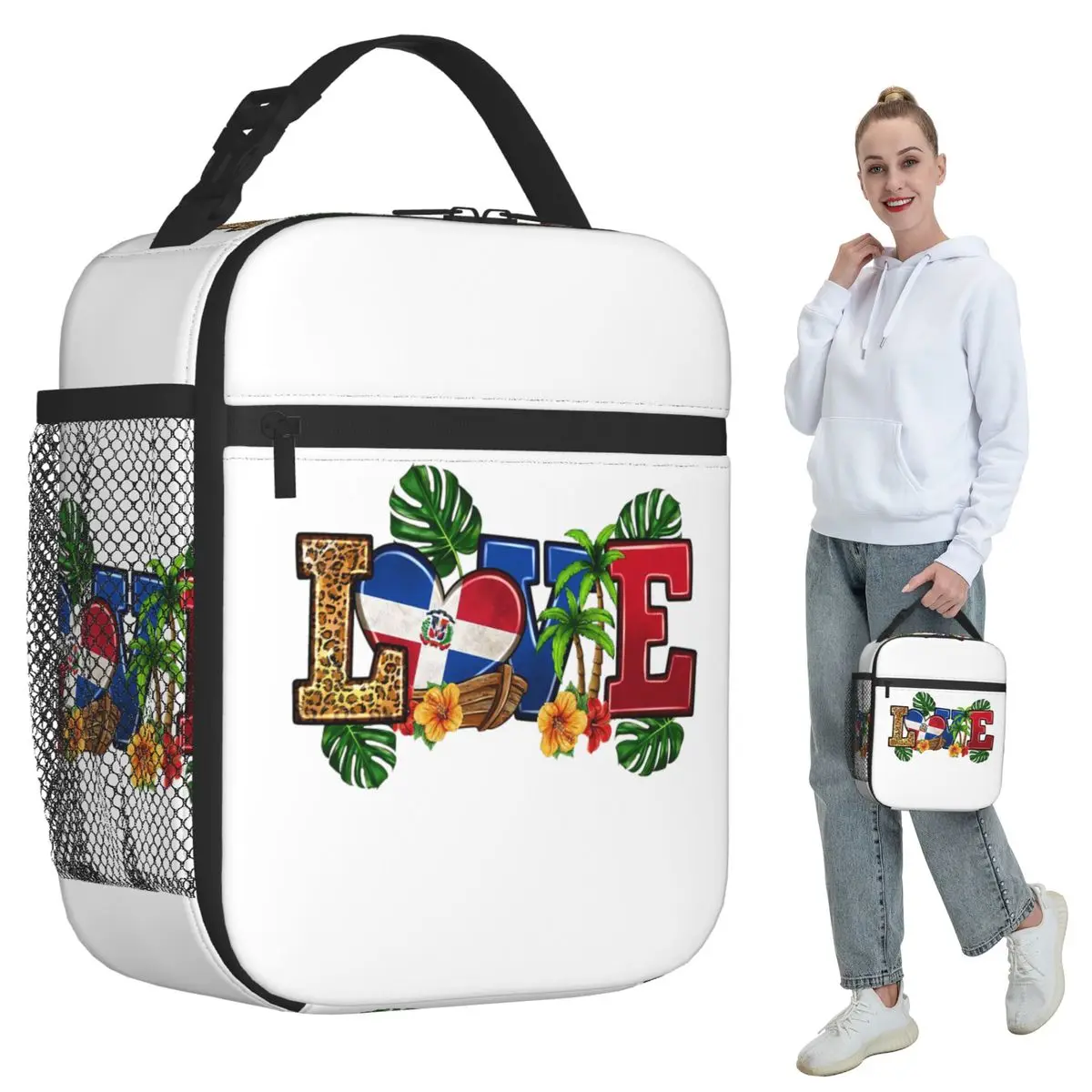 

Изолированная сумка для обеда с флагом Доминиканской Республики для женщин, офисный холодильник, термоящик для еды, портативная сумка для обеда, контейнер