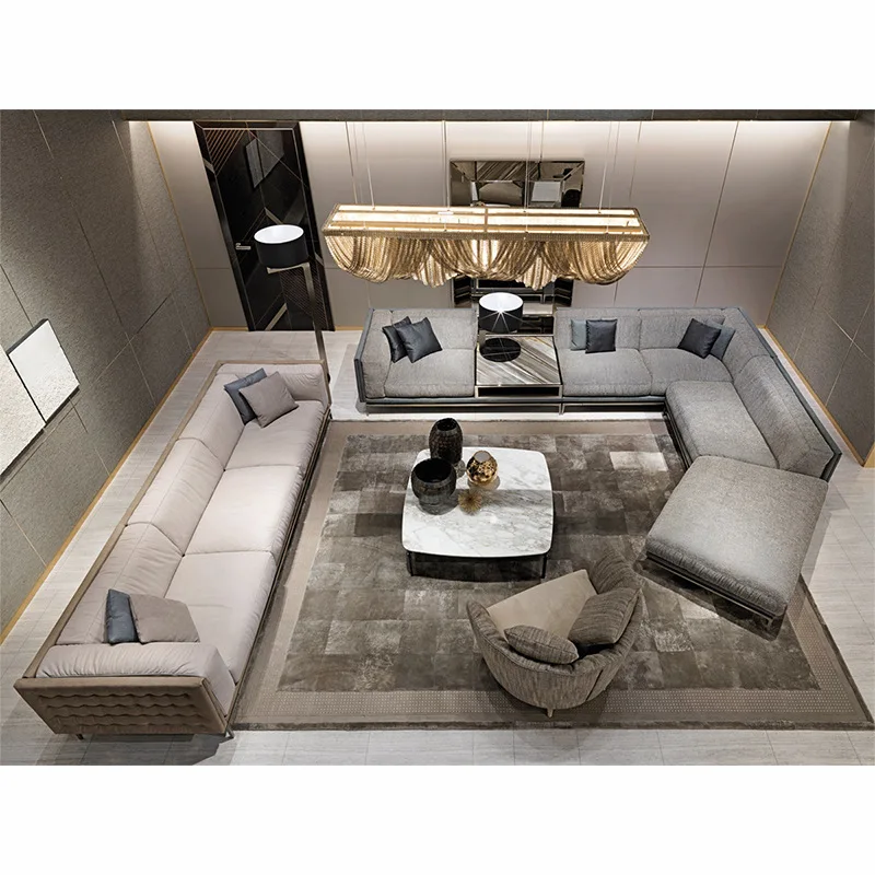 High-end living room corner sofa, replica light luxury furniture
