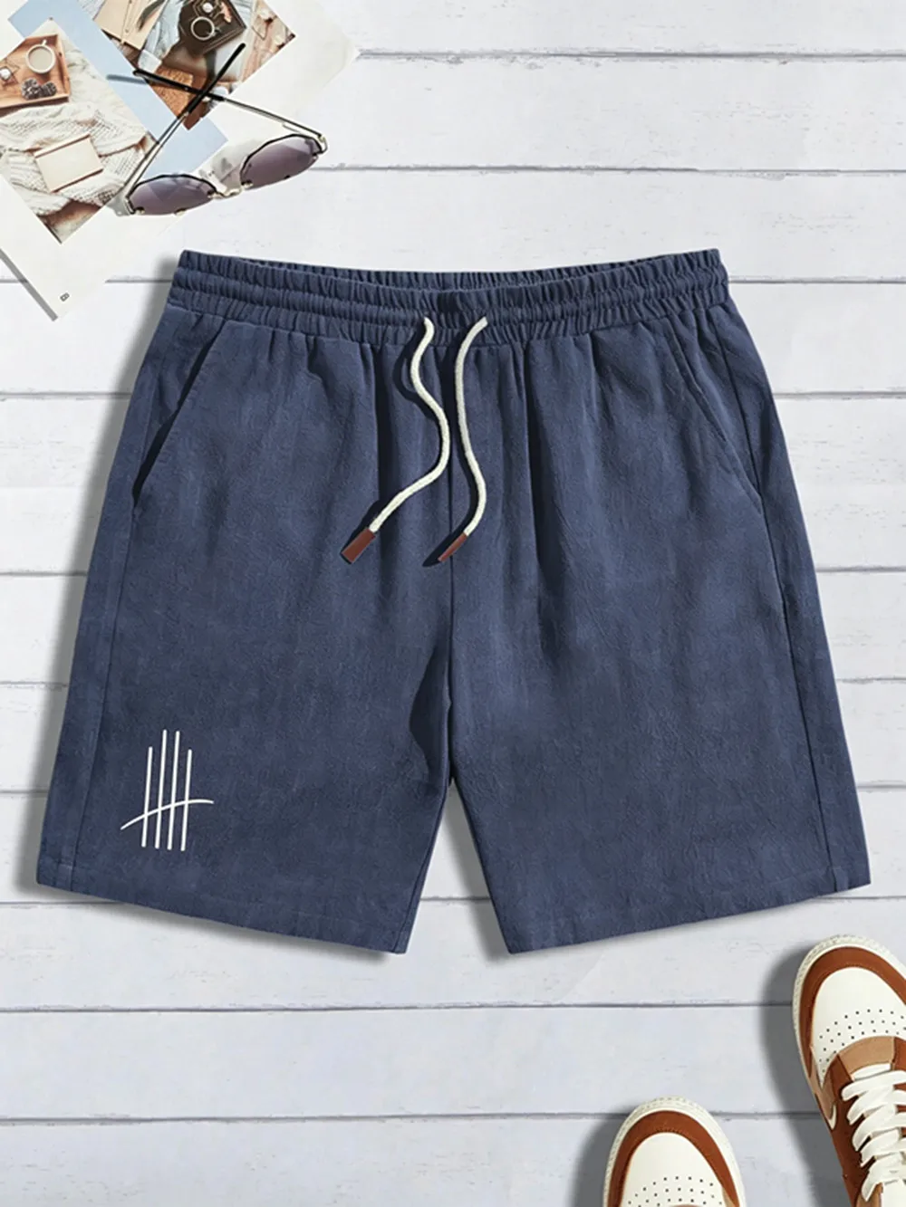 Summer Linen Shorts Lightweight Breathable Casual Drawstring Streetwear Loose Straight Sweatpants Solid Color for Men And Women