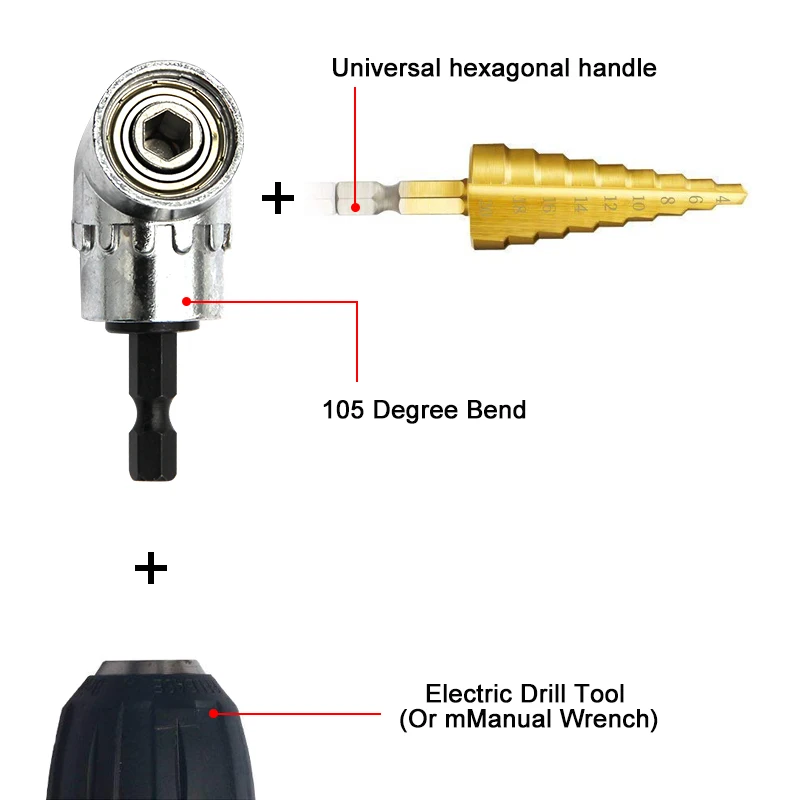 105 Degree Right Angle Screwdriver Bit Holder 1/4 Inch Hex Shank Corner Drill Attachment Socket Driver for Tight Space gallery 3
