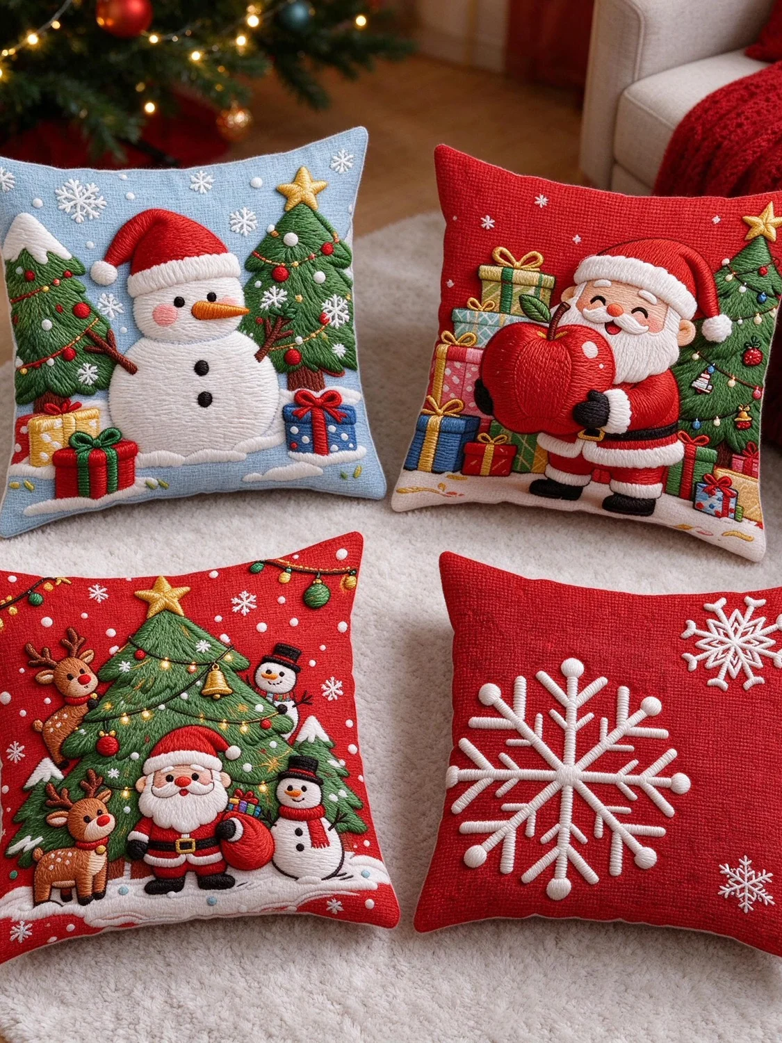 Christmas Red INS Style Decorative Pillows Festive Cushion New Year High End Shop Sofa Backrest Decor Square PP Cotton Filling