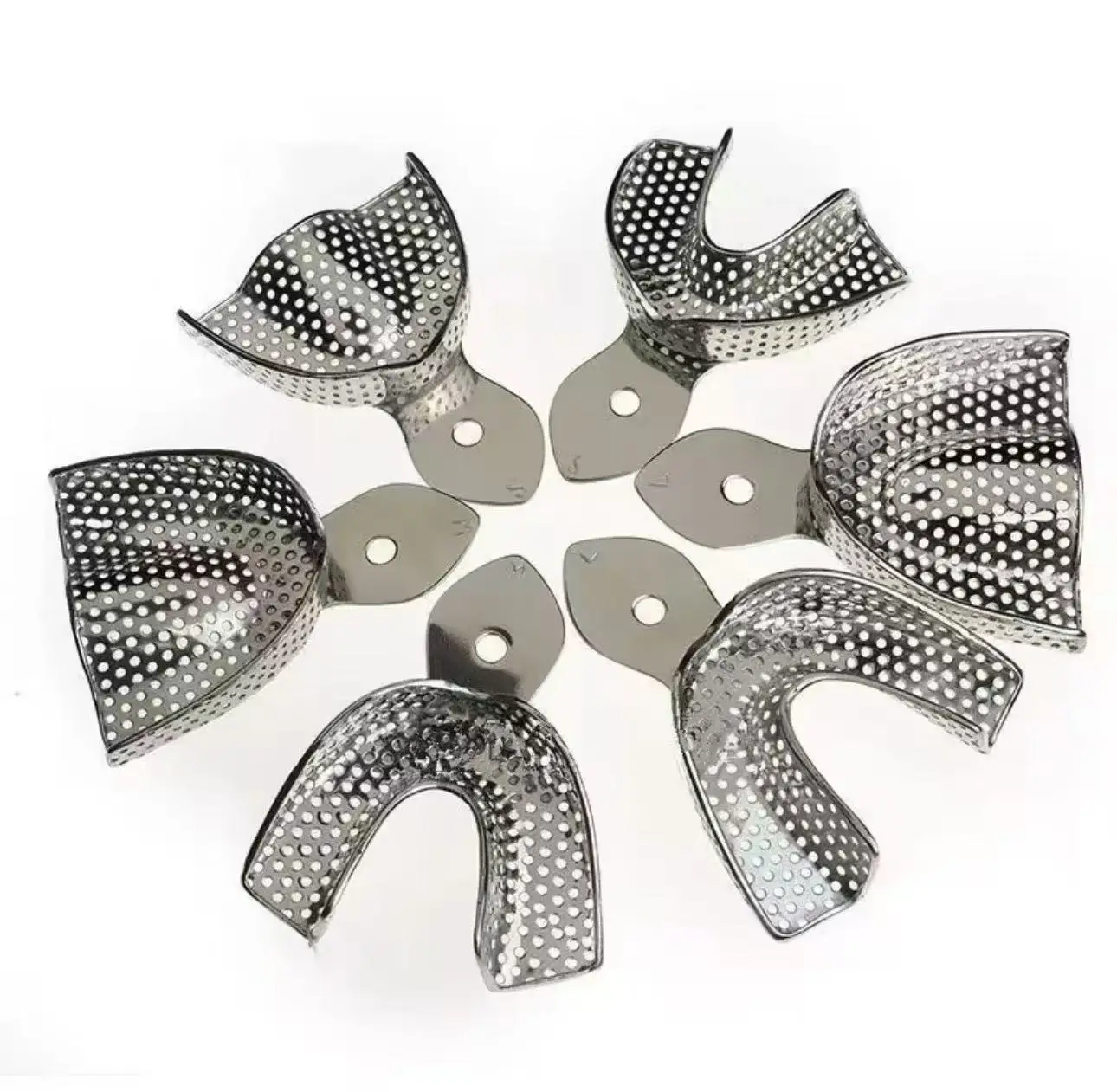 

6PCS Dentistry Impression Trays Stainless Steel Upper and Lower Autoclavable Teeth Tray Teeth Holder Lab Equipment Dental Tool