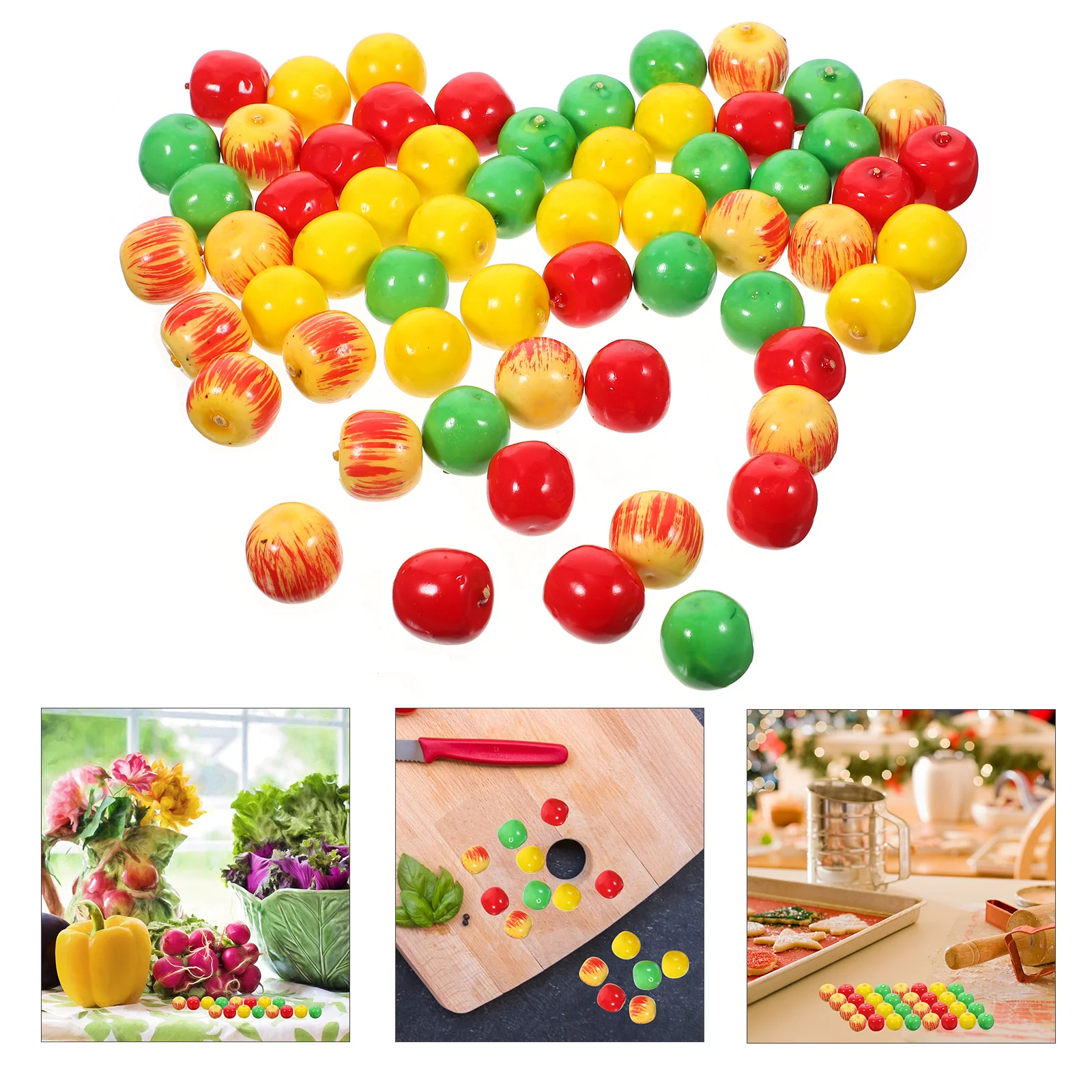 

60Pcs Simulated Mini Artificial Fruits Home Kitchen Photography Party Decoration Lifelike Artificial Ornament