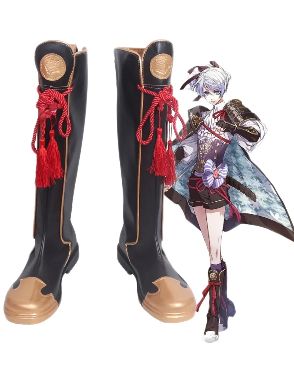 Ranmaru Mori Cosplay Boots - Sengoku Night Blood Golden Version Custom Shoes