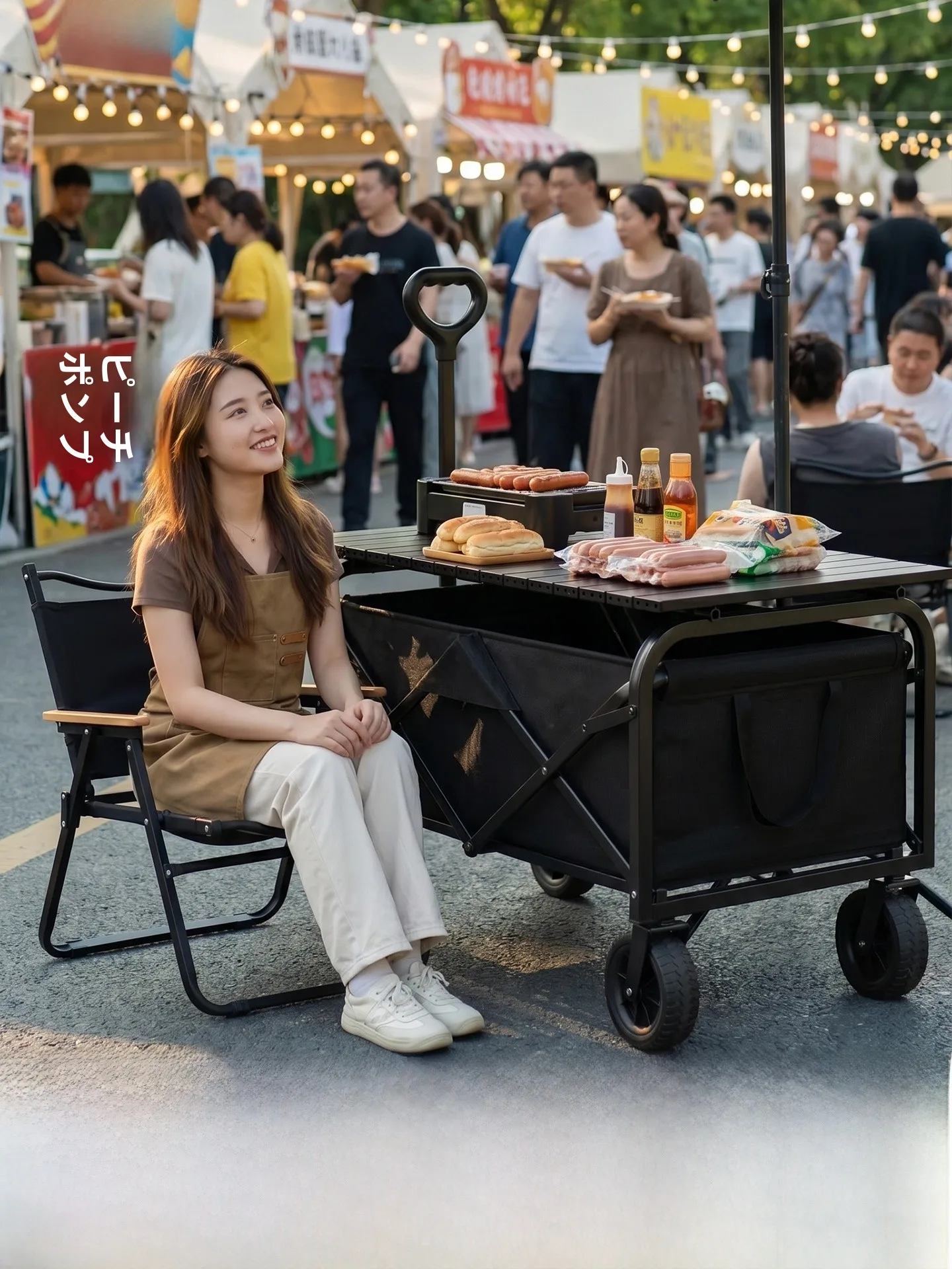 large-camping-car-lemon-tea-stall-cart-picnic-gathering-foldable-portable-shopping-cart-oxford-cloth-body-camping-stall-cart