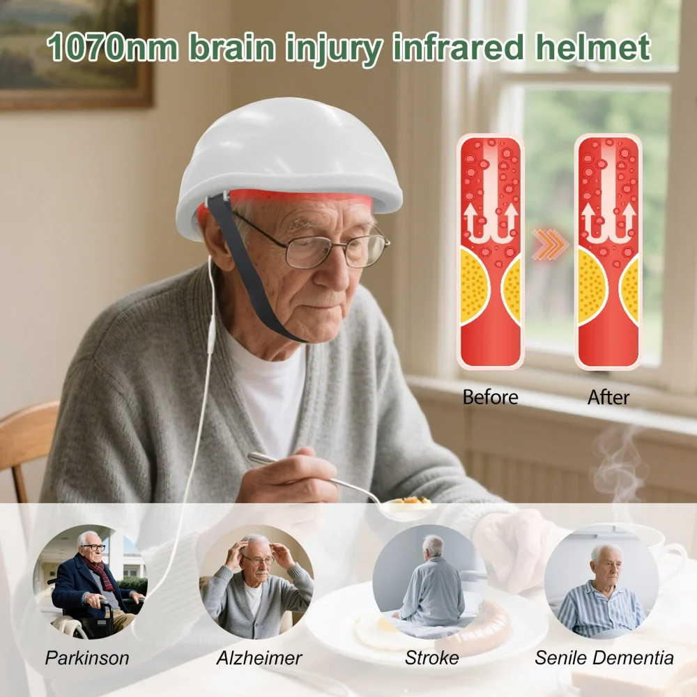 ZJZK Professional 1070nm PBM Brain Helmet for Parkinson Memory Loss Non Invsavie Brain Stimulator Infrared Light Therapy Device