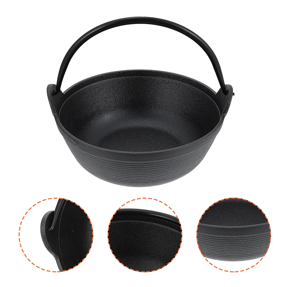 Gusseisen Dutch Oven Große Kapazität Antihaft-Oberfläche Outdoor Camping Kochgeschirr Tragbarer Griff Familie Picknick Suppe Suppentopf