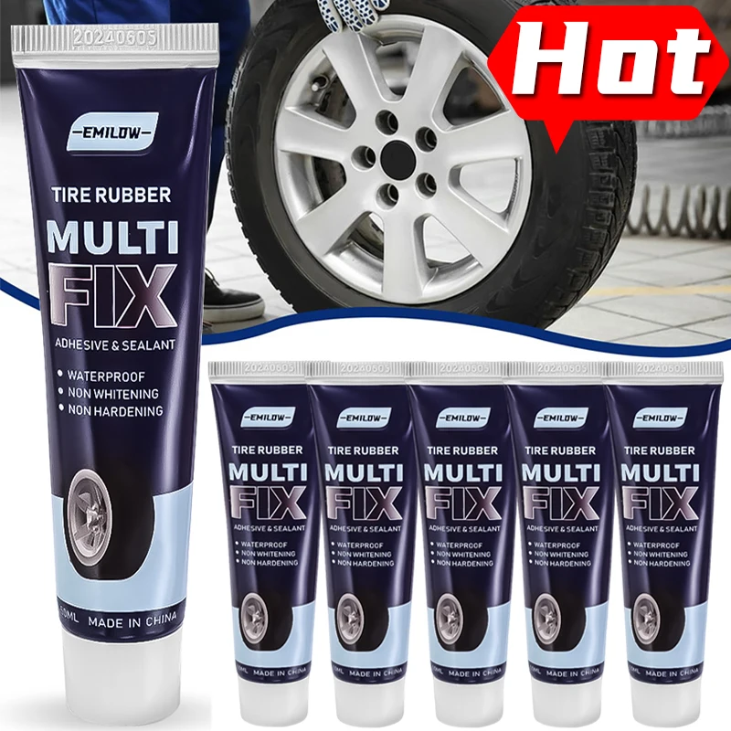 50ML Car Tire Repair Glue Universal Multi-functional Outer Tire Wall Tire Crack Repair Motorcycle Bike Strong Repair Black Glue