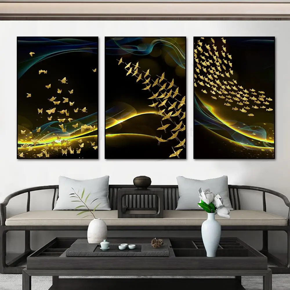 

Nordic Luxury Beautiful Canvas Interior Paintings Prints Modern Golden Aesthetic Wall Art Poster Pictures Artwork Home Decor