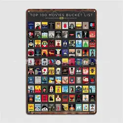 Top 100 Movies Bucket List Metal Sign Cinema Living Room Cave Pub Printing Plates Tin Sign Posters