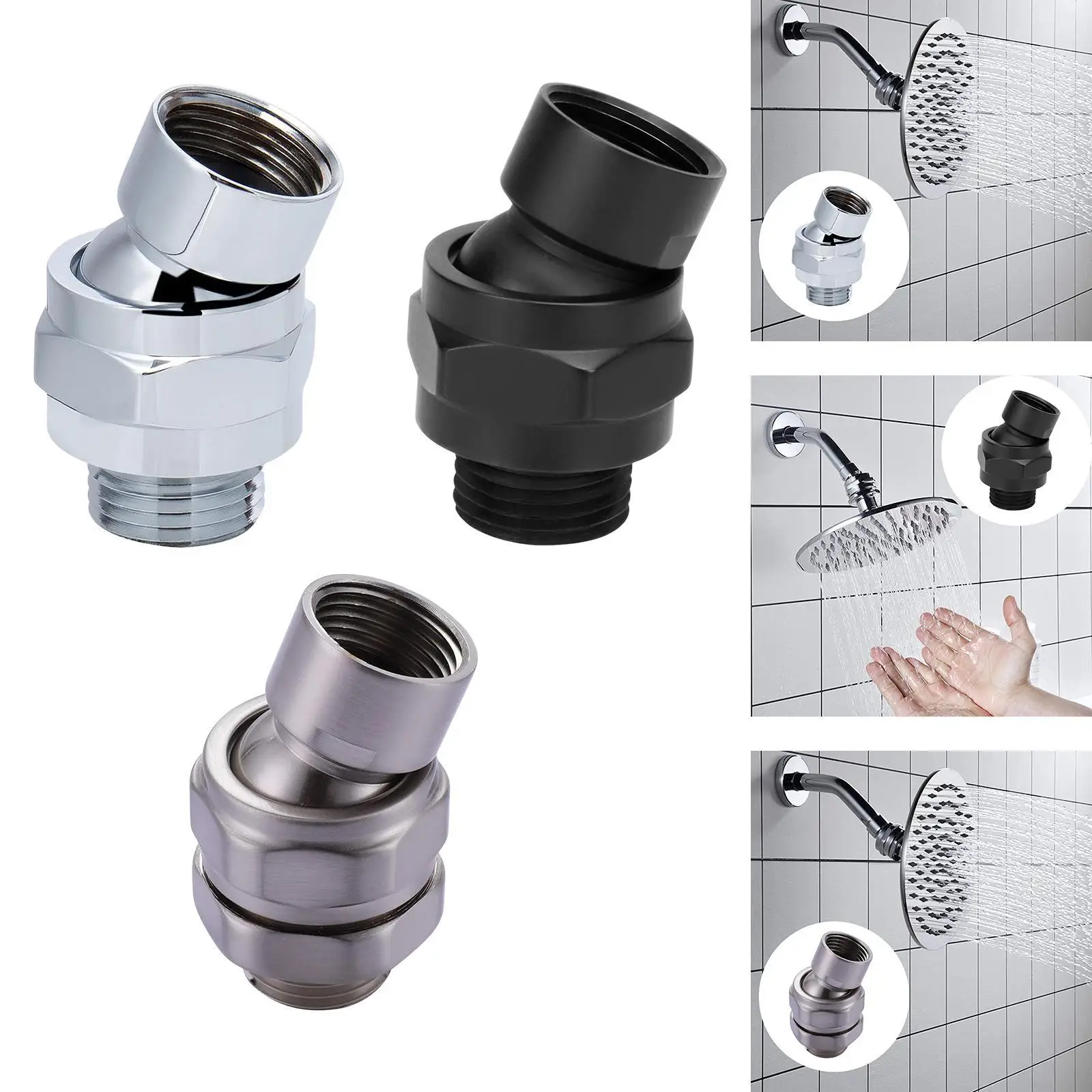 Shower Nozzle Swivel Joint Direct Installation Reliable Universal Wall Mounted Adjustable Joint for Kitchen Household Bathroom