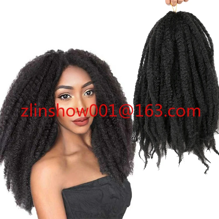 Marley Hair Afro Kinky Twist Braids Hair Synthetic Curly Crochet Braided Marley Braiding Blue Hair Extension Bulk Kinky Twist