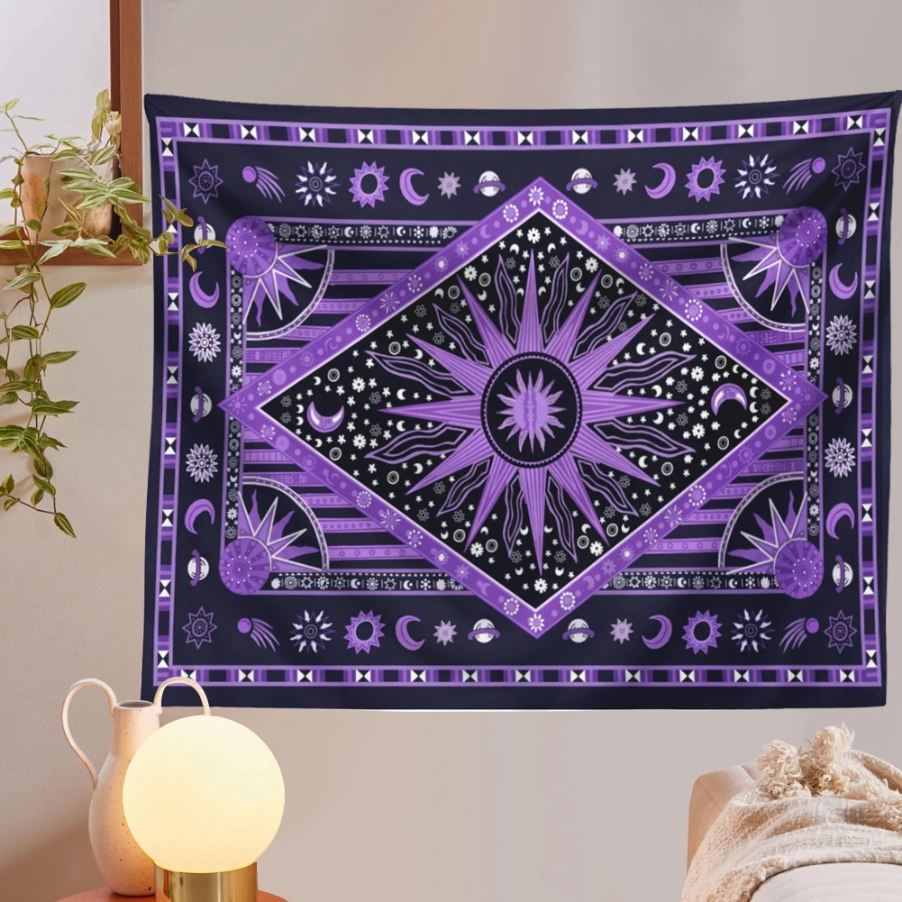 Hippie Mandala Sun and Moon Maditation Tapestry Wall Hanging Indian Golden Burning Sun Stars Psychedelic Popular tapestries