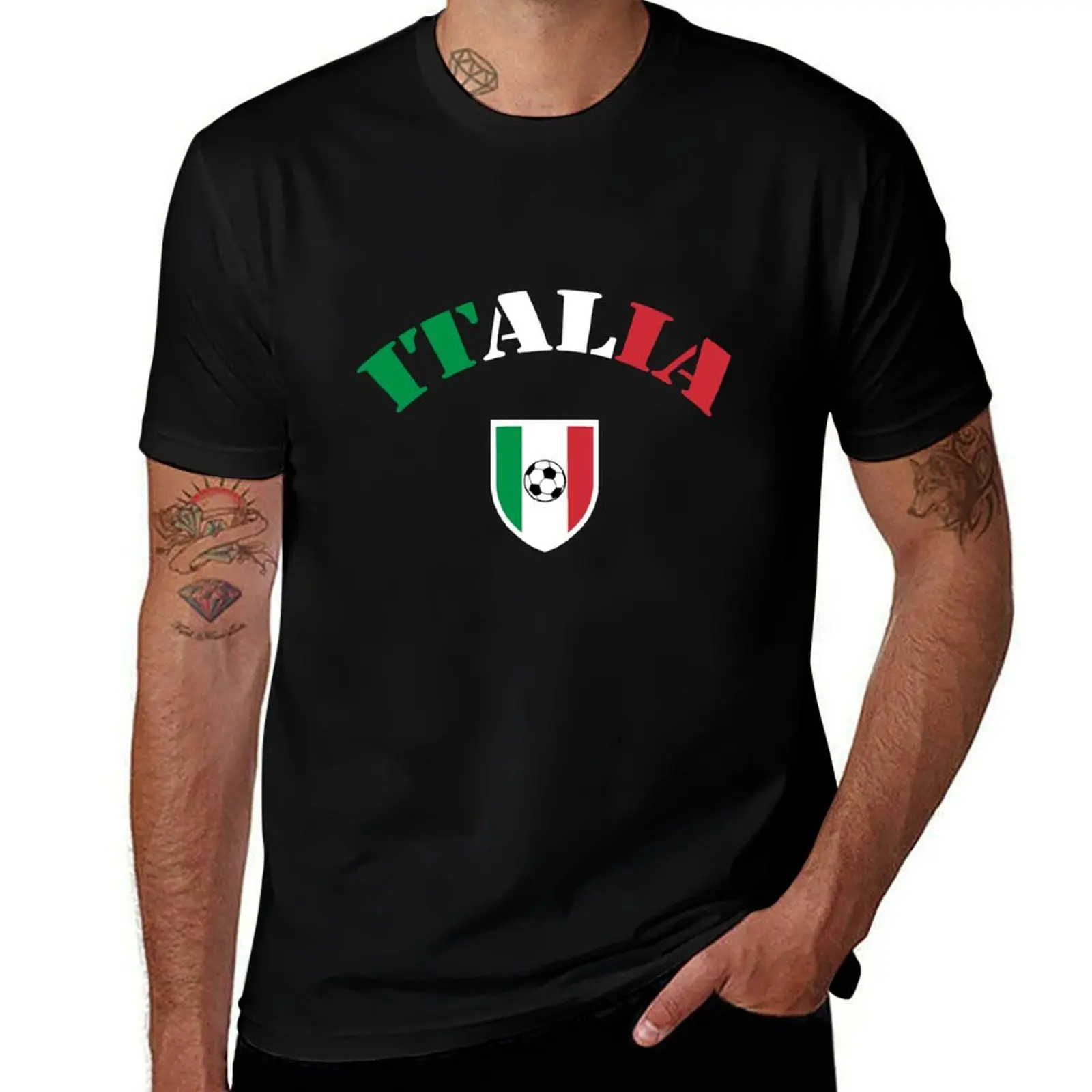 

Italy Italian Football Flag T-Shirt Basic Breathable Solid Color T-Shirt
