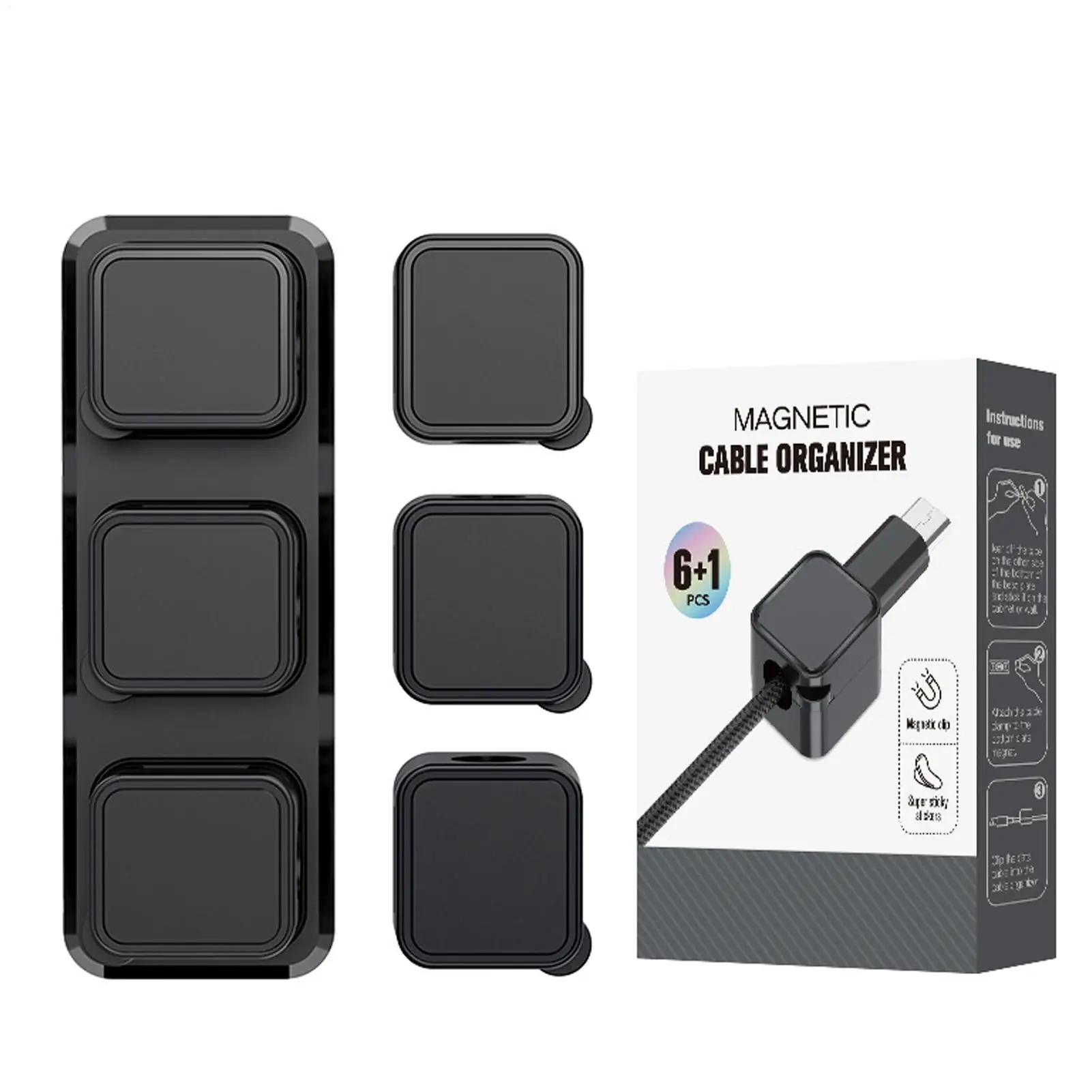 Magnetischer Kabel-Organizer, 6-teilig, selbstklebende Drahtklemme, Kabel-Organizer für Kabelmanagement, Schreibtisch, Zuhause, Nachttisch, Tisch, Nachttisch