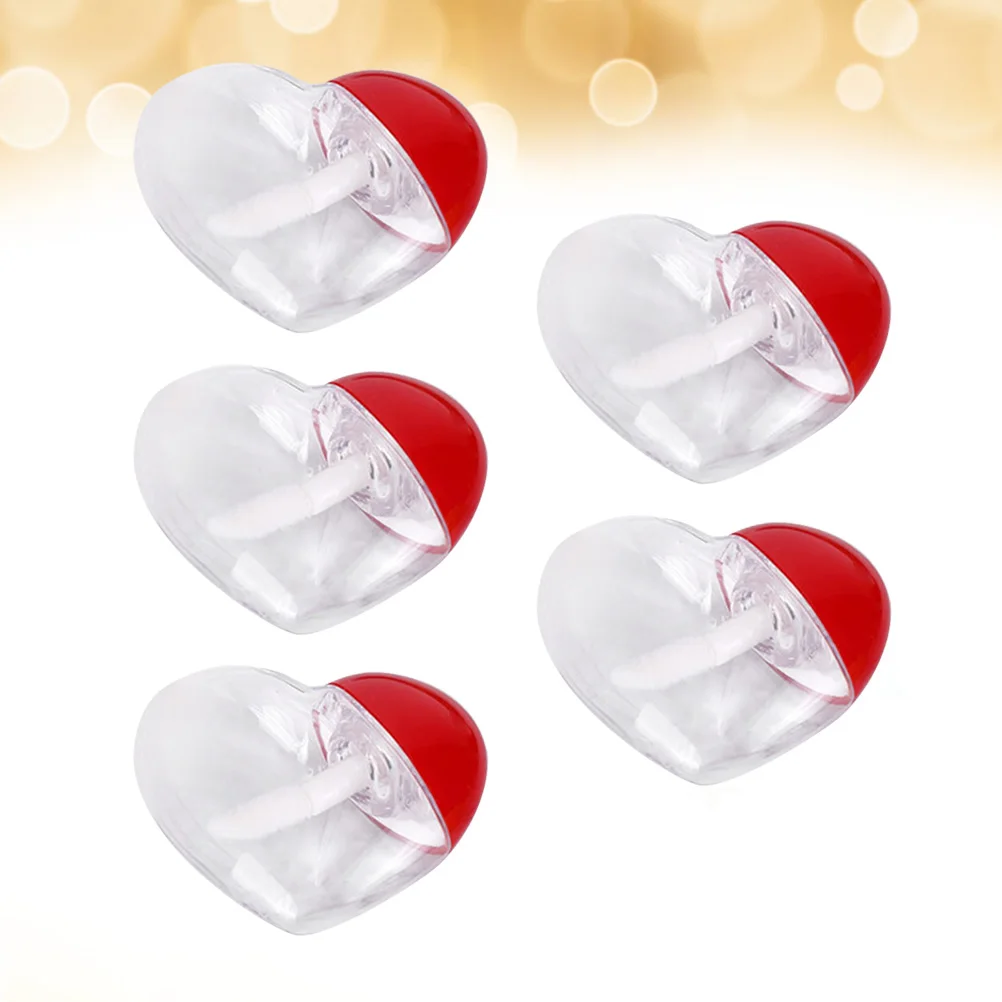 5 pièces d'un ensemble Tube de brillant à lèvres en forme de coeur Tube vide Portable Tubes de rouge à lèvres liquide Tubes de stockage de Mascara simples pour la maison Tra