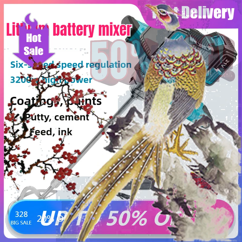 

【Fast Delivery】6-Speed‌ 20V Battery Electric Earth Auger Concrete Mixer Electric Drillpower Tool Cordless Handheld Ice Auger Dr