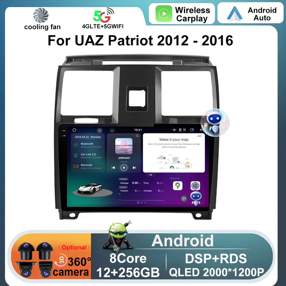 

Car Multimedia Wireless CarPlay Android 14 Auto Radio 9" For UAZ Patriot 2012 - 2016 4G Car Multimedia GPS DSP autoradio