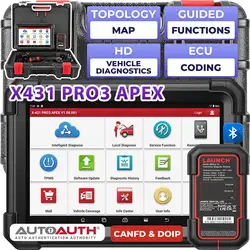 New Launch X431 PRO3 APEX Car Diagnostic Tools Automotive Professional Mechanical Tools OBDII Scanner OBD2 Scan ECU Coding