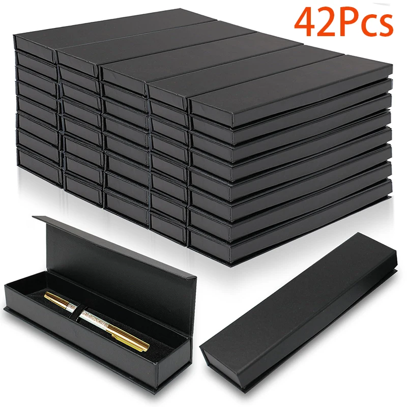 42Pcs Pen Gift Boxes Empty Black Ballpoint Pen Gift Box with Cushion Pen Jewelry Display Box Empty Present Collection Cases