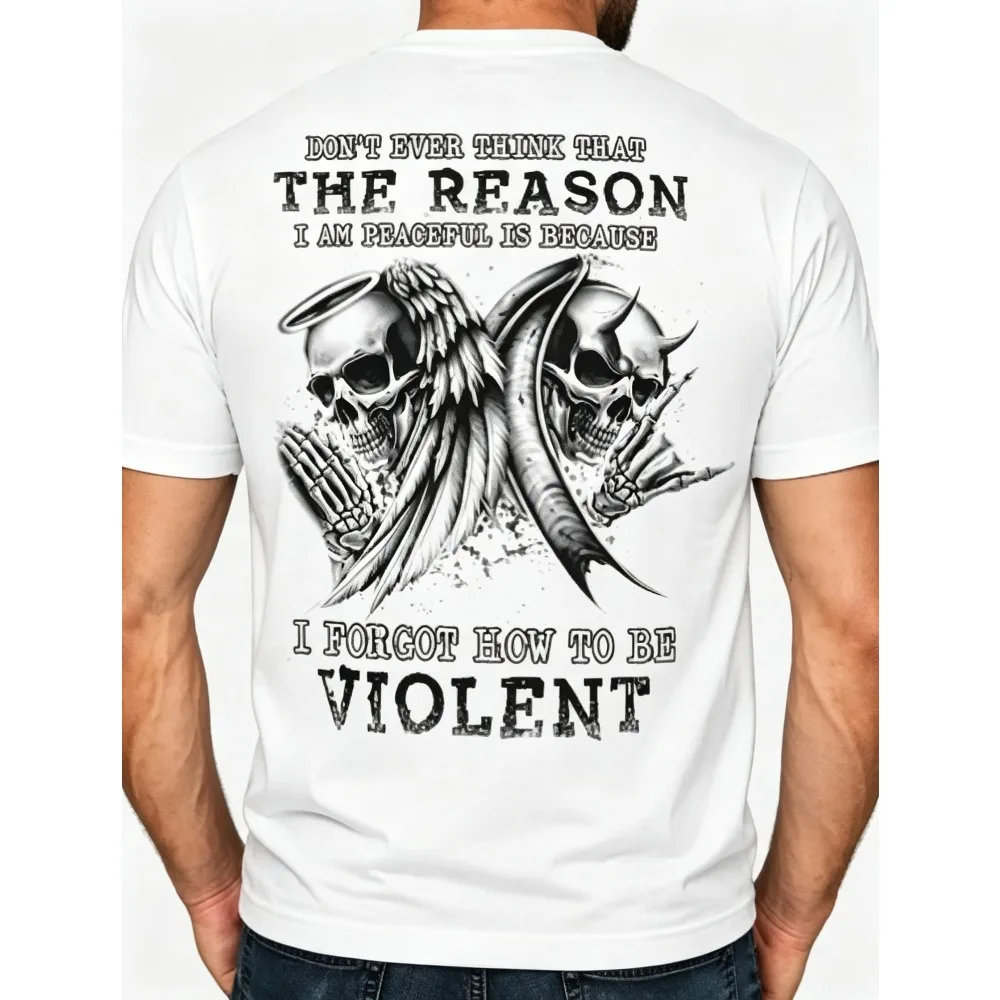 2026 New Trendy Casual Short Sleeve T-shirtVintage Distressed English Text, Dark Gothic Unisex Street Summer Tops