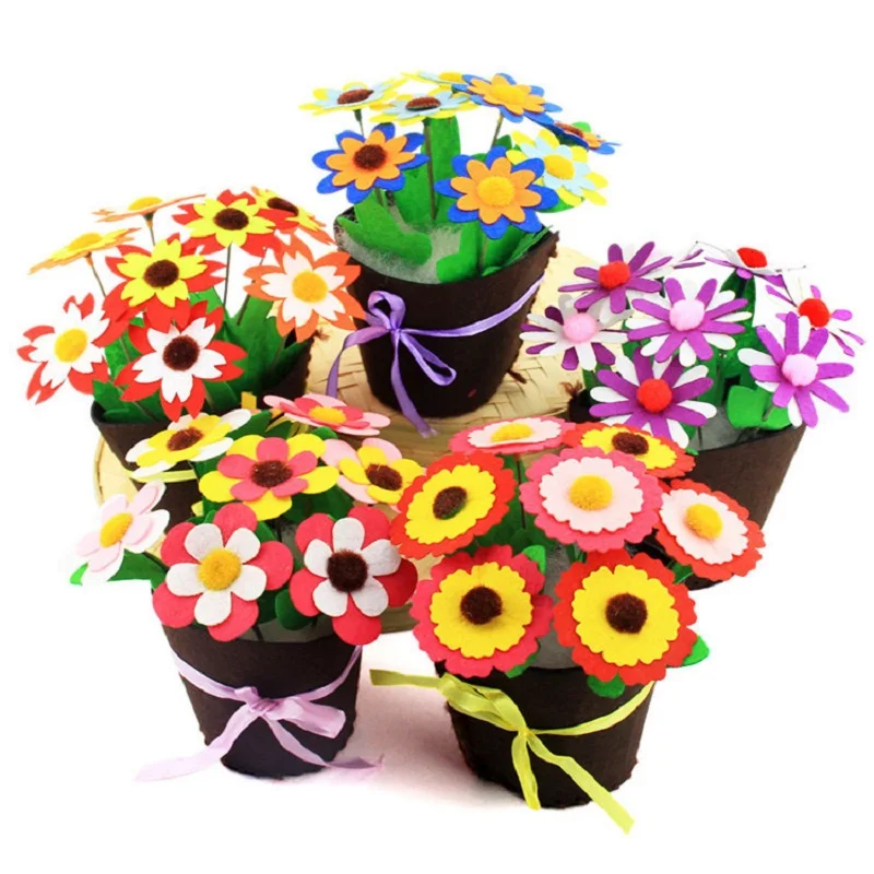 Flower Pot Crafts Toys for Children Kids DIY Potted Plant Kindergarten Learning Education Toys Montessori Teaching Aids Toy 2019