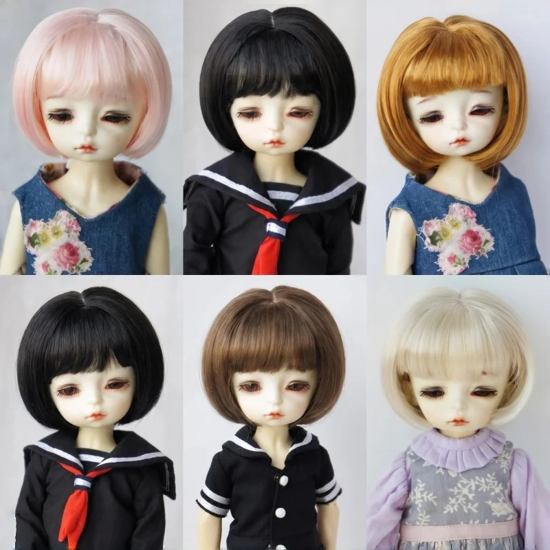 JD286 1/8 1/6 1/4 Blythes Synthetic Mohair Doll Wigs 5-6inch 6-7inch 7-8inch 9-10inch Lovely Short Bobo Cut Air bangs BJD Hair