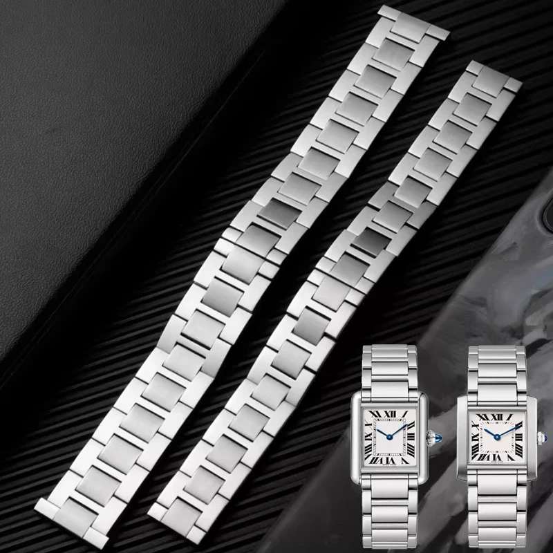 

Ремешок для часов из нержавеющей стали 16 мм, 20 мм, 22 мм, 23 мм для Cartier Tank Solo Claire, мужские и женские стальные браслеты для часов