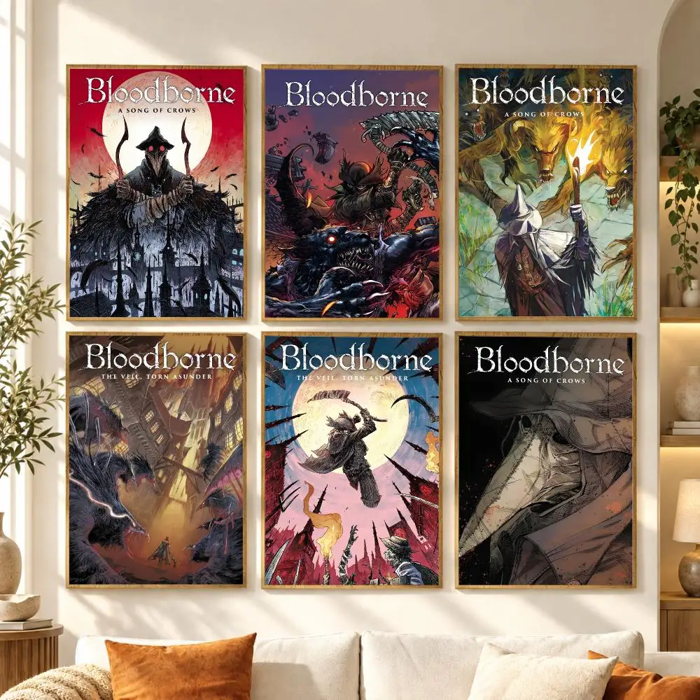 Gothic Action Game B-Bloodborne Poster Premium Modern Waterproof Wall Art Pictures for Bedroom Living Room Bar Decor