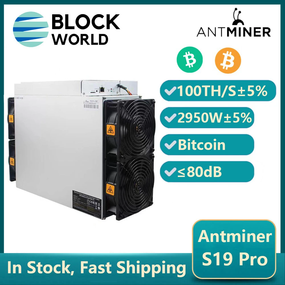 New Antminer S19 Pro 100T 3050W Bitcoin Miner Machine Antminer S19Pro BTC Miner SHA256 Bitcoin Mining ASIC BCH BTC Mining