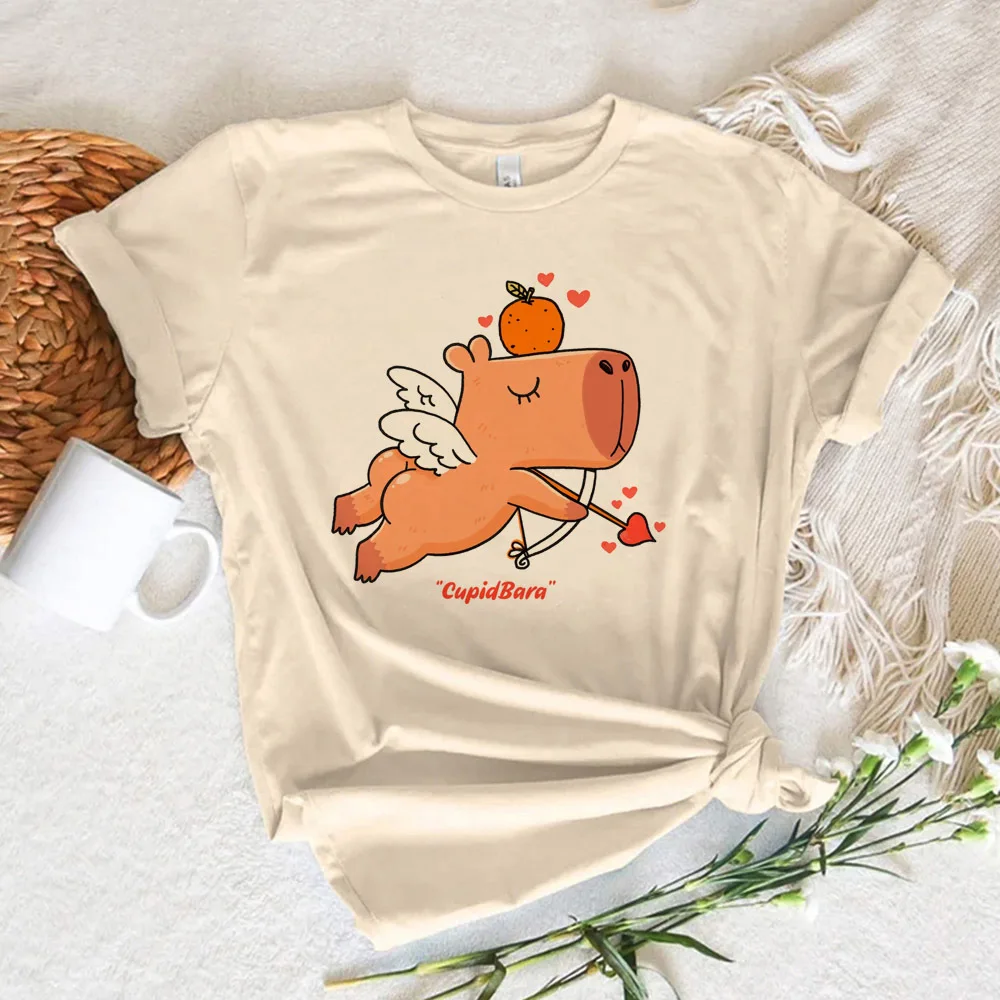 Capybara t shirt women soft fabric tshirt female anime clothing