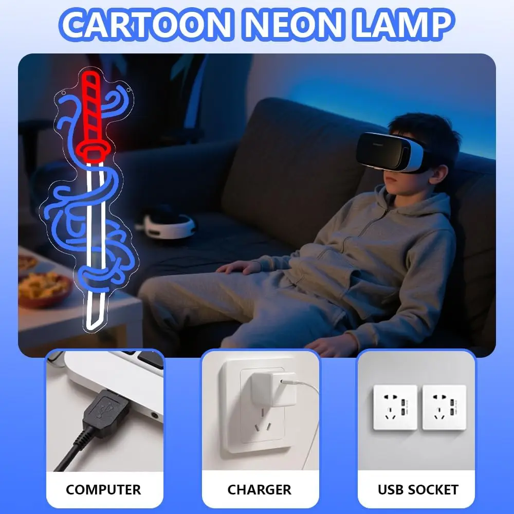 اليابانية السيف النيون تسجيل نيمي سيف ساموراي LED ضوء النيون لغرفة الألعاب غرفة نوم بار رجل الكهف جدار ديكور عكس الضوء هدايا لصبي