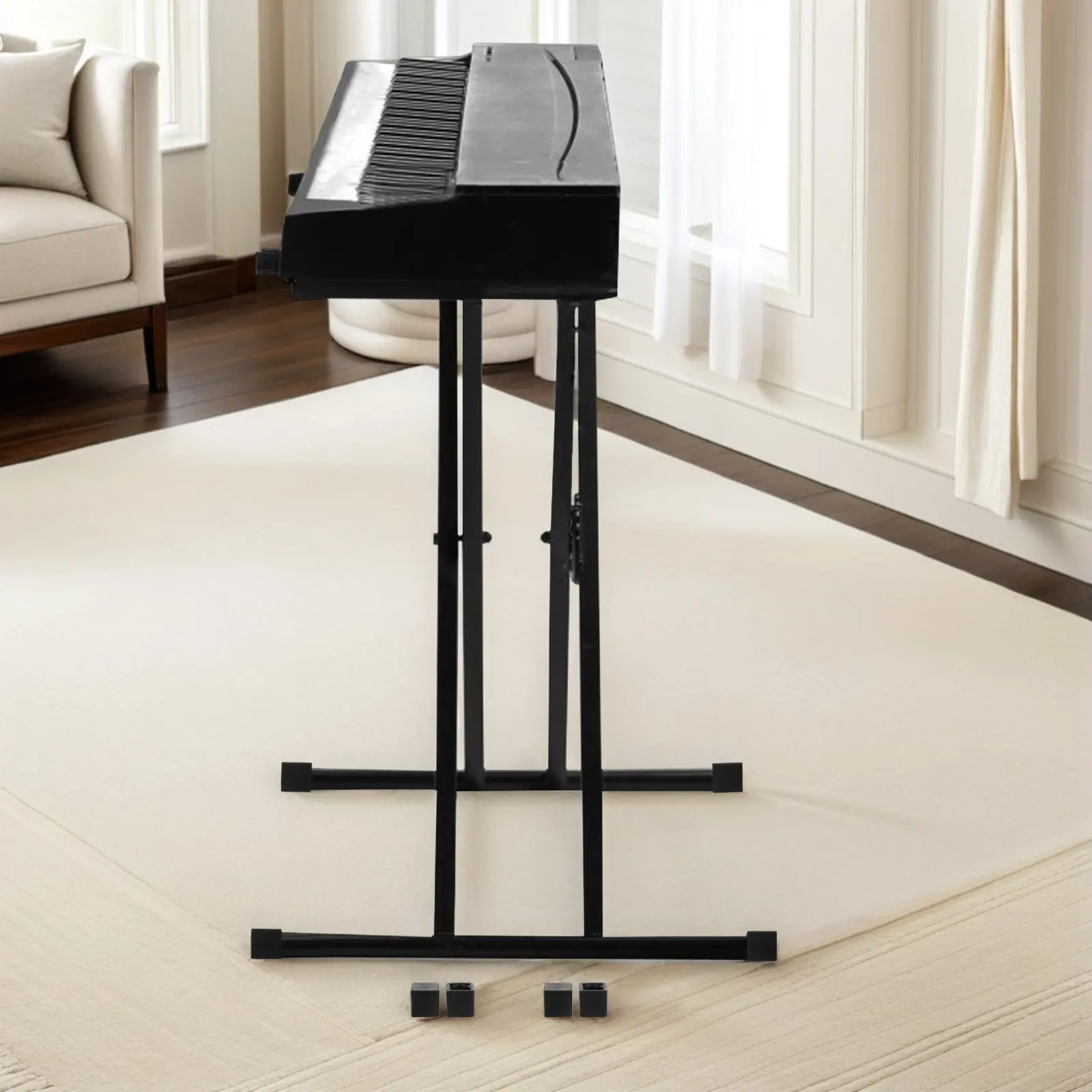 4Sets Keyboard Stand Floor Protector Pads Electronic Piano Leg Caps Double Braced Scratch-Resistant Non-Slip Feet for Digital view 4