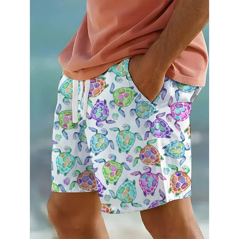 Sea Turtles Beach Shorts Animal 3D Print Men's Oversized Surfing Board Sports Pants Swimwear Swimsuits Swim Trunks Kids Clothing