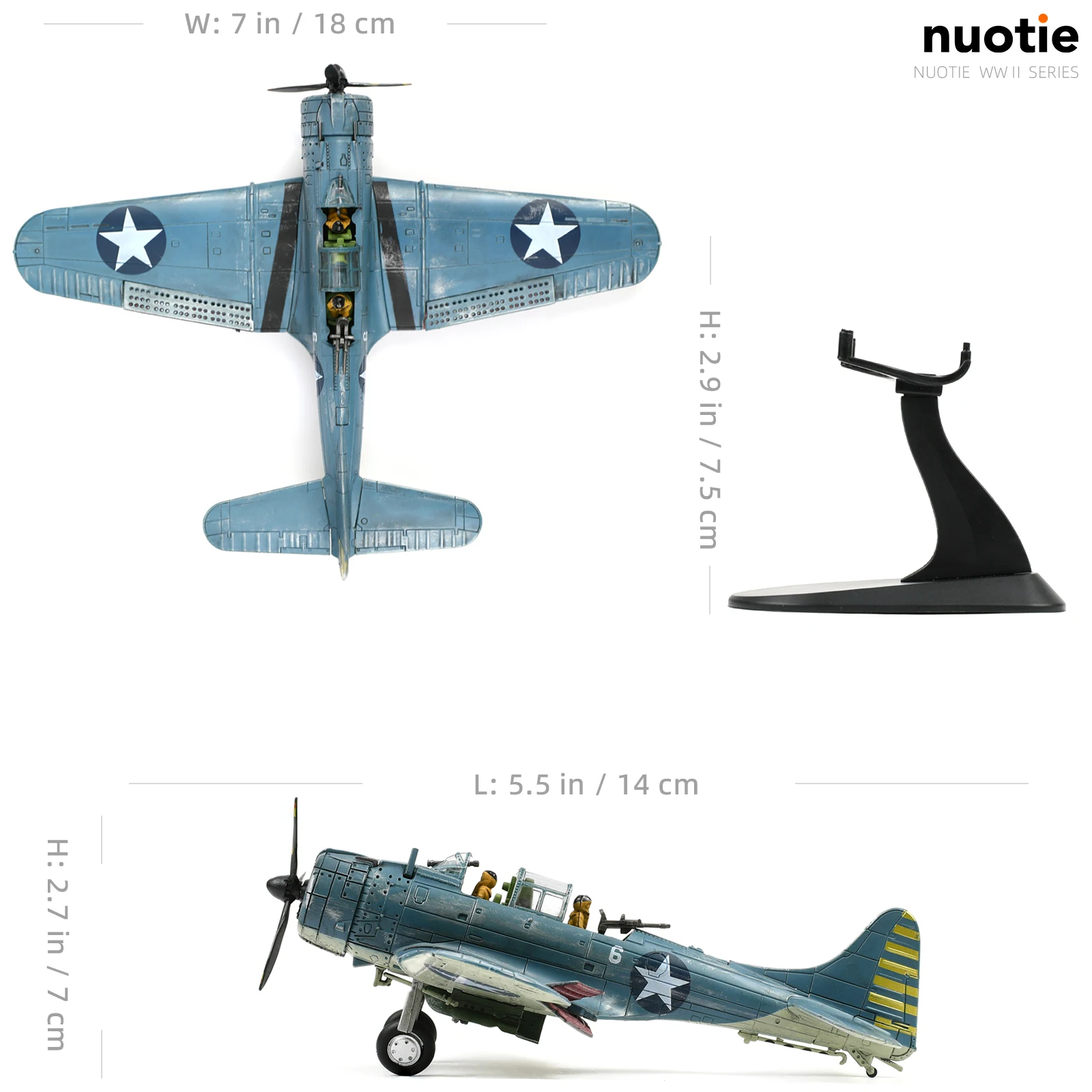 NUOTIE 1/72 Douglas SBD-2 Dauntless Midway Classic Dive Bomber Diecast Model for Collection & Gift