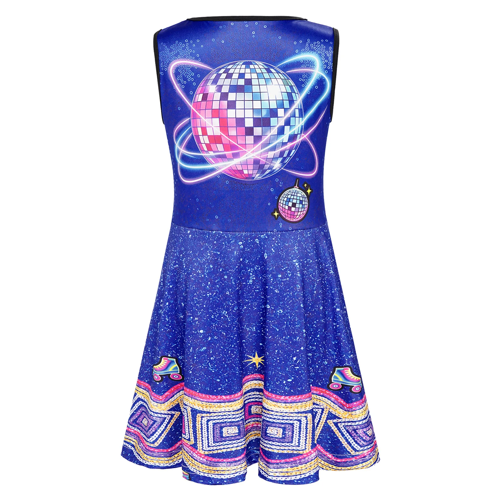 Kids Girls Cheerleading Sleeveless Printed Dress Stretchy Breathable for Stage Competition Dance School Sports Day